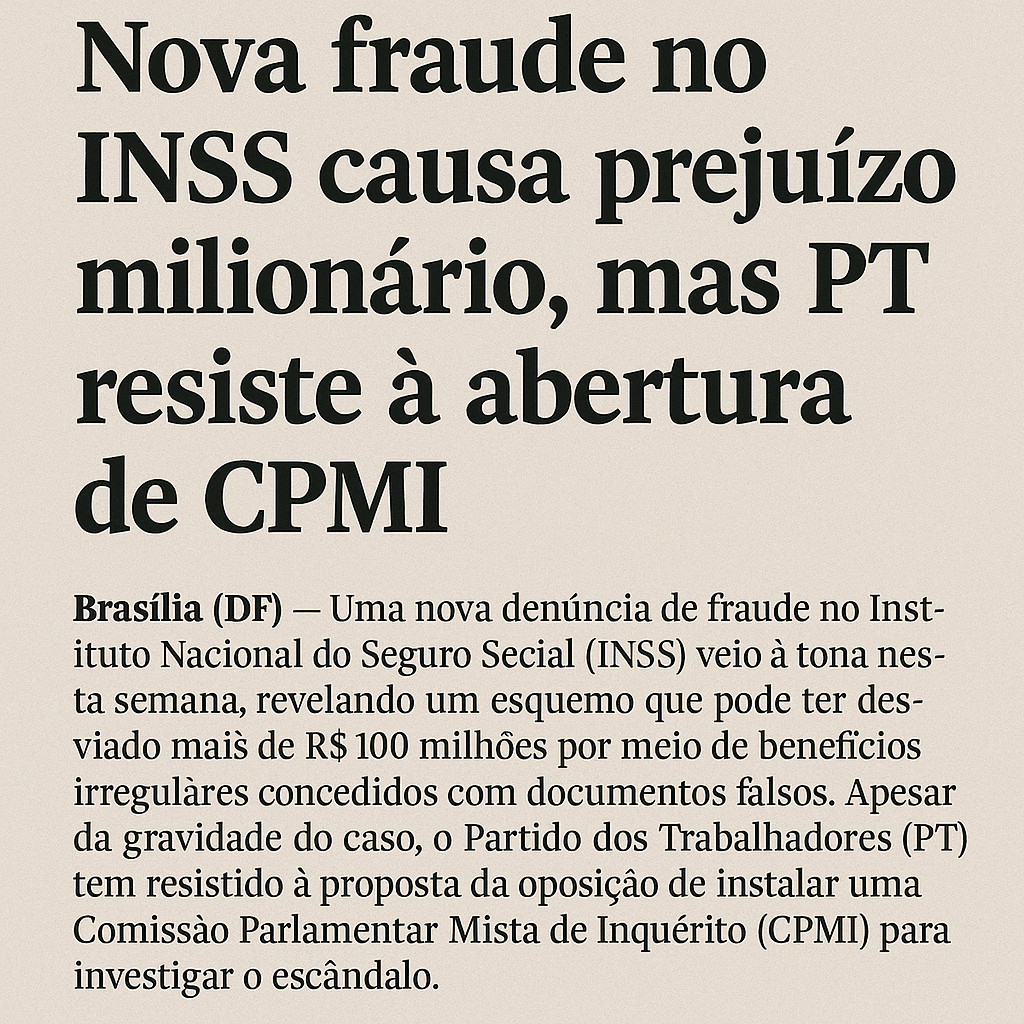 📰 Por que o PT Não Quer Abrir uma CPMI para Investigar a Fraude no INSS? 🚨 Entenda as Razões por Trás dessa Resistência e o que Está em Jogo para a Política Brasileira