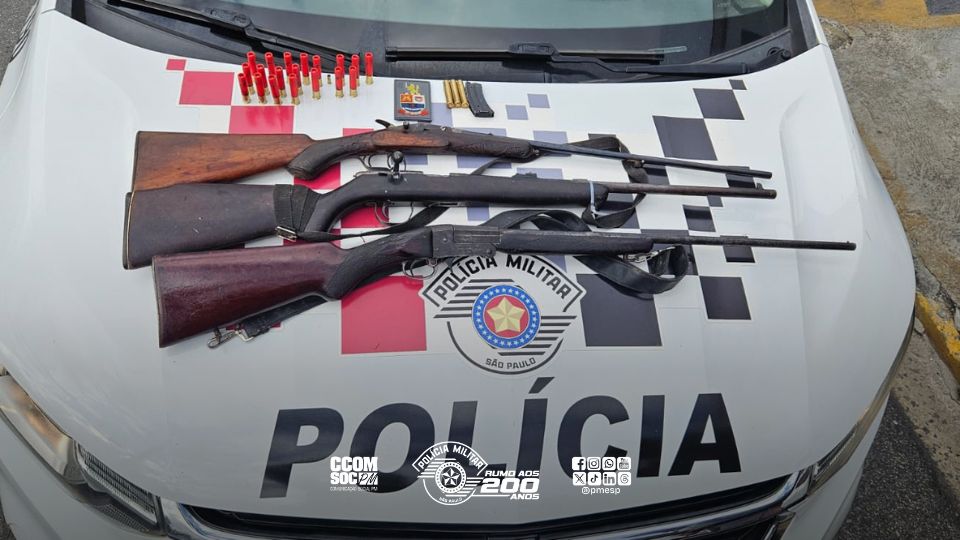 PM apreende armas e munições em residência de Vargem Grande Paulista