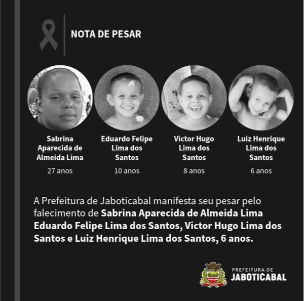 Prefeitura decreta luto após marido matar esposa e três filhos