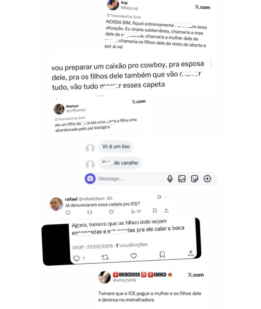 Esposa de Alberto Cowboy relata ameaças ligadas ao ICE após polêmica no BBB 26