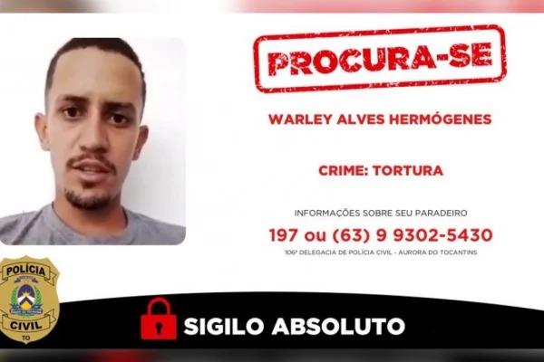 Polícia do Tocantins busca homem foragido por torturar enteado com fio elétrico