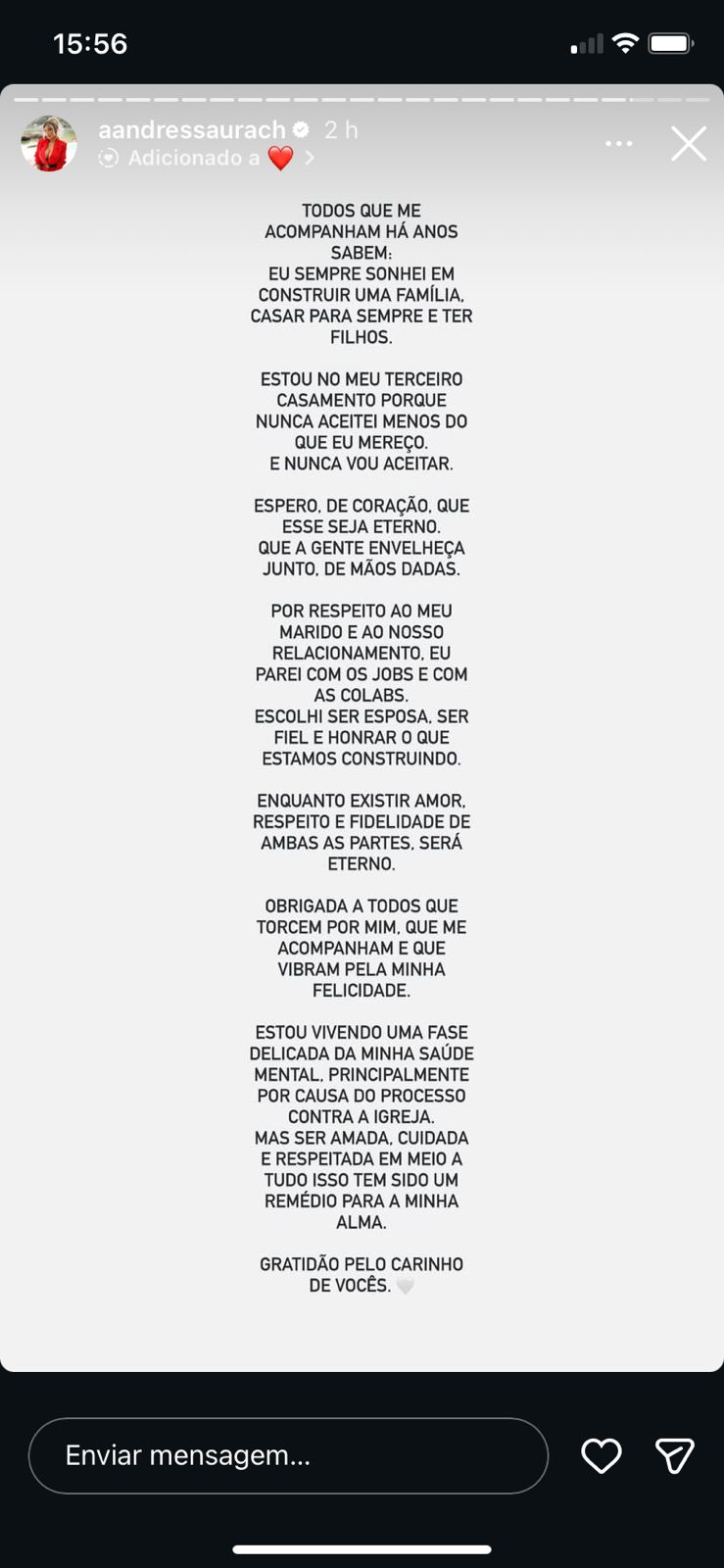 Andressa Urach anuncia pausa na carreira após novo casamento