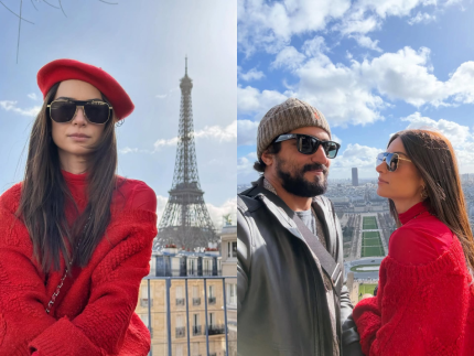Thaila Ayala guia Renato Góes por pontos turísticos de Paris em viagem romântica