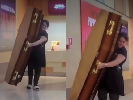 Caixão se torna 'balde gigante' em ação de cinema e cena viraliza em São Paulo