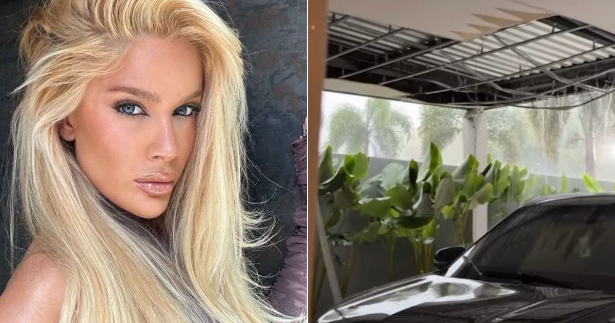 Karoline Lima relata susto após teto de sua mansão desabar durante temporal no Rio de Janeiro