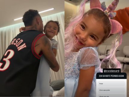 Neymar encanta a web com momento fofo ao lado de Mavie e pedido inusitado da filha