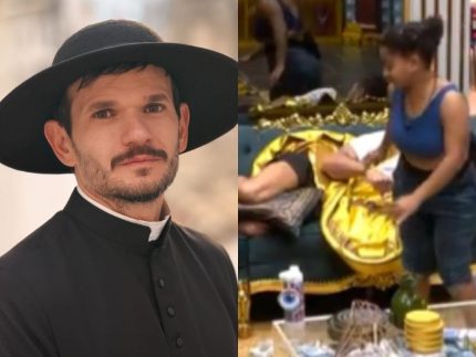 Padre Patrick reage a flatulência de Milena em Jonas: 'Perderia minha salvação'