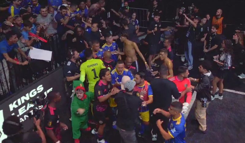 Briga generalizada marca estreia do segundo turno da Kings League com chute voador em mascote