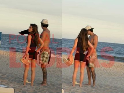 Melody e Ulisses são flagrados em clima de romance na praia do Rio