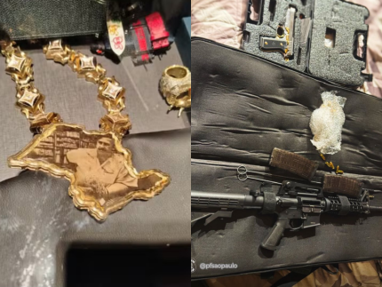 Colar com imagem de Pablo Escobar é destaque em operação da PF contra MC Ryan e MC Poze