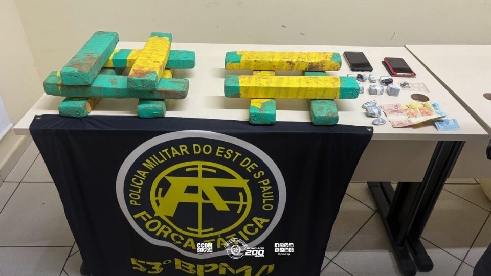 Polícia Militar prende dupla e apreende quase 13 kg de maconha em Avaré, SP