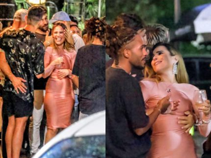 Wanessa Camargo vista com modelo Bruno Bevan em bar no Rio de Janeiro