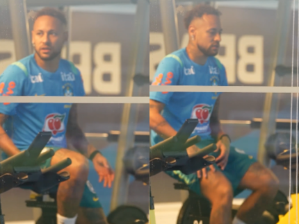 Neymar aparece em bicicleta ergométrica após desfalcar treino da Seleção Brasileira
