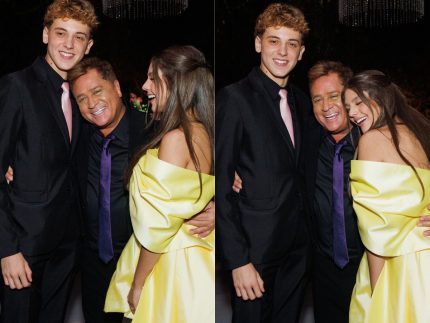 Neta mais velha de Leonardo apresenta o namorado ao cantor em sua festa de 15 anos