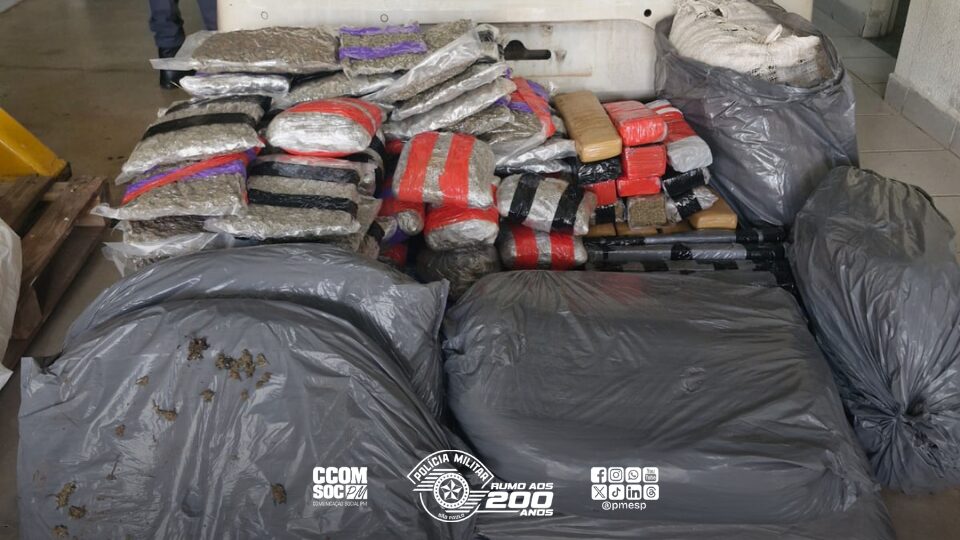 Polícia de SP apreende 184 kg de drogas e recupera carro roubado em Euclides da Cunha Paulista