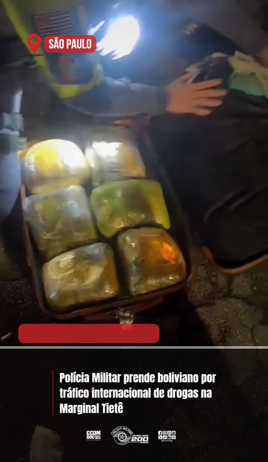 Polícia Militar captura boliviano com 12kg de maconha em ônibus na Marginal Tietê