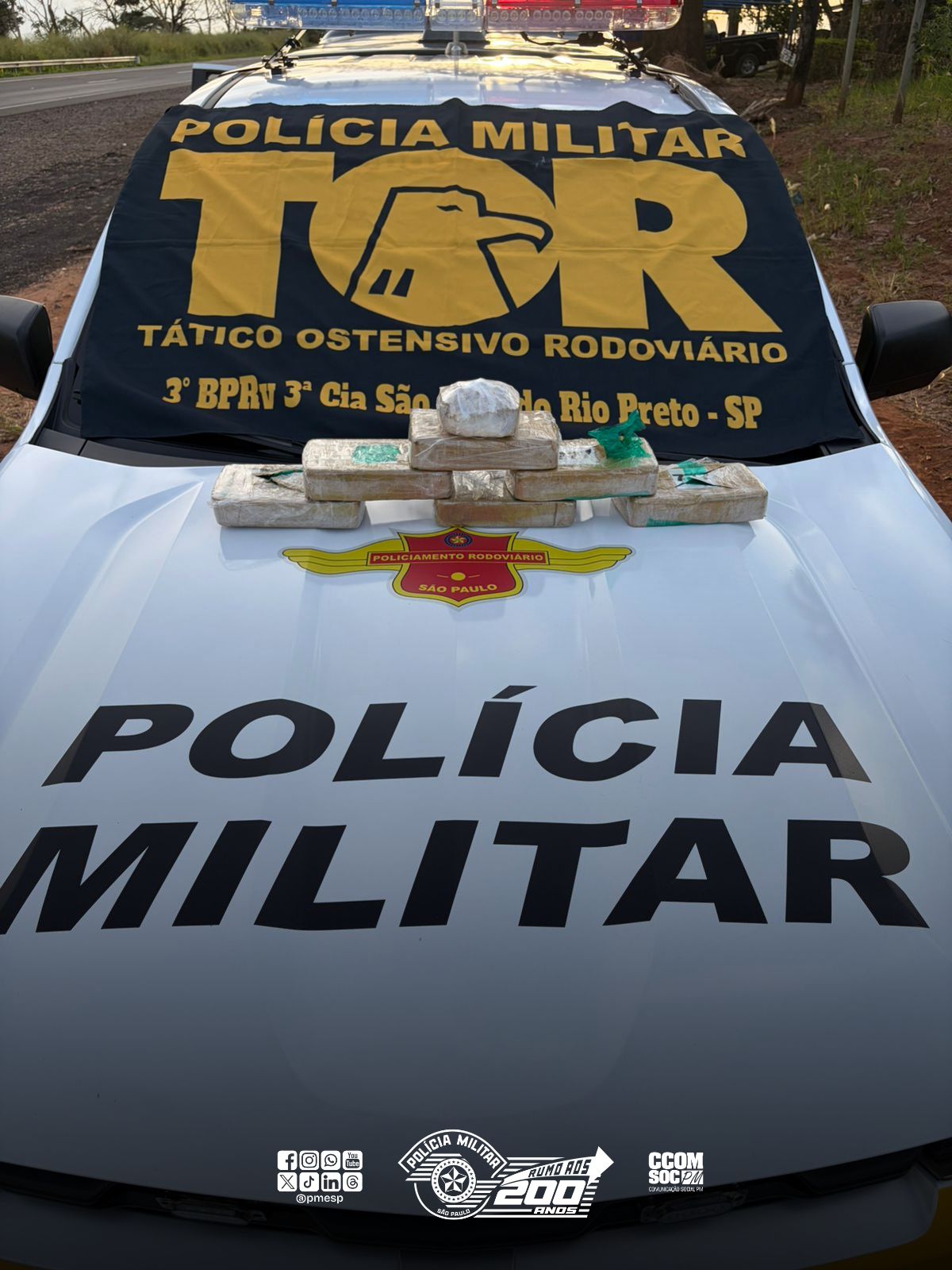 Policiais do TOR interceptam mais de 6 quilos de pasta base de cocaína em rodovia paulista