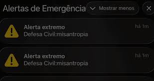 Alerta extremo da Defesa Civil com termo “misantropia” assusta brasileiros