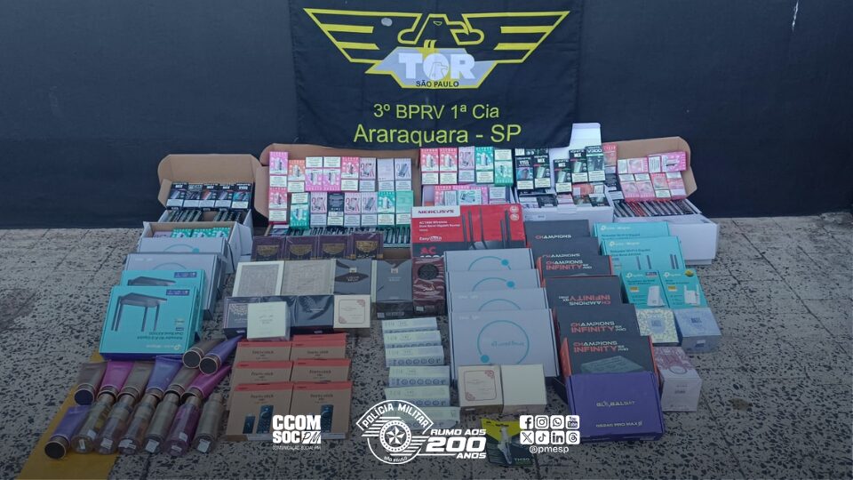 Tático Ostensivo Rodoviário apreende carga de contrabando avaliada em R$ 50 mil em Taquaritinga