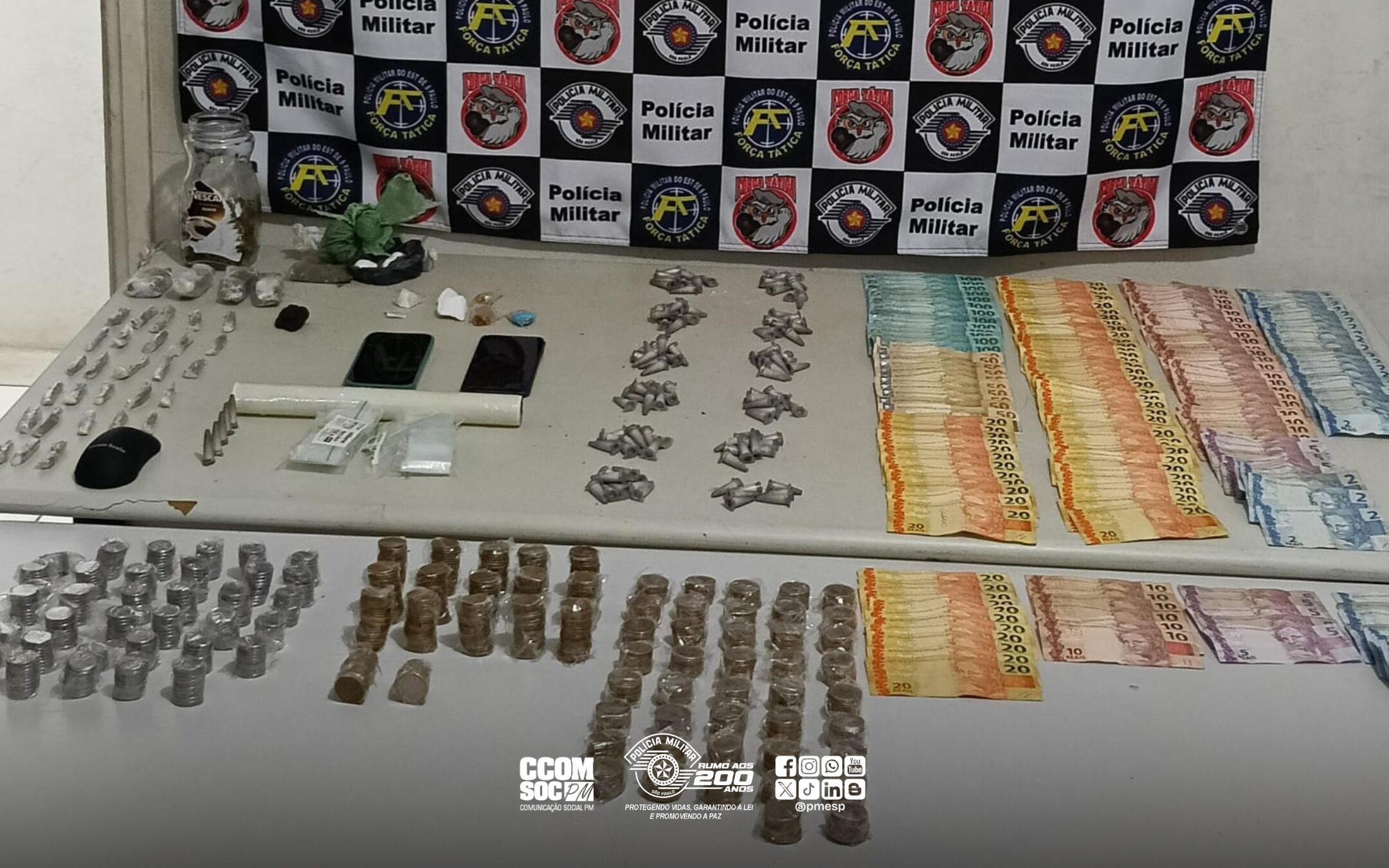 Grupo é preso pela PM em ação contra o tráfico de drogas em Marília