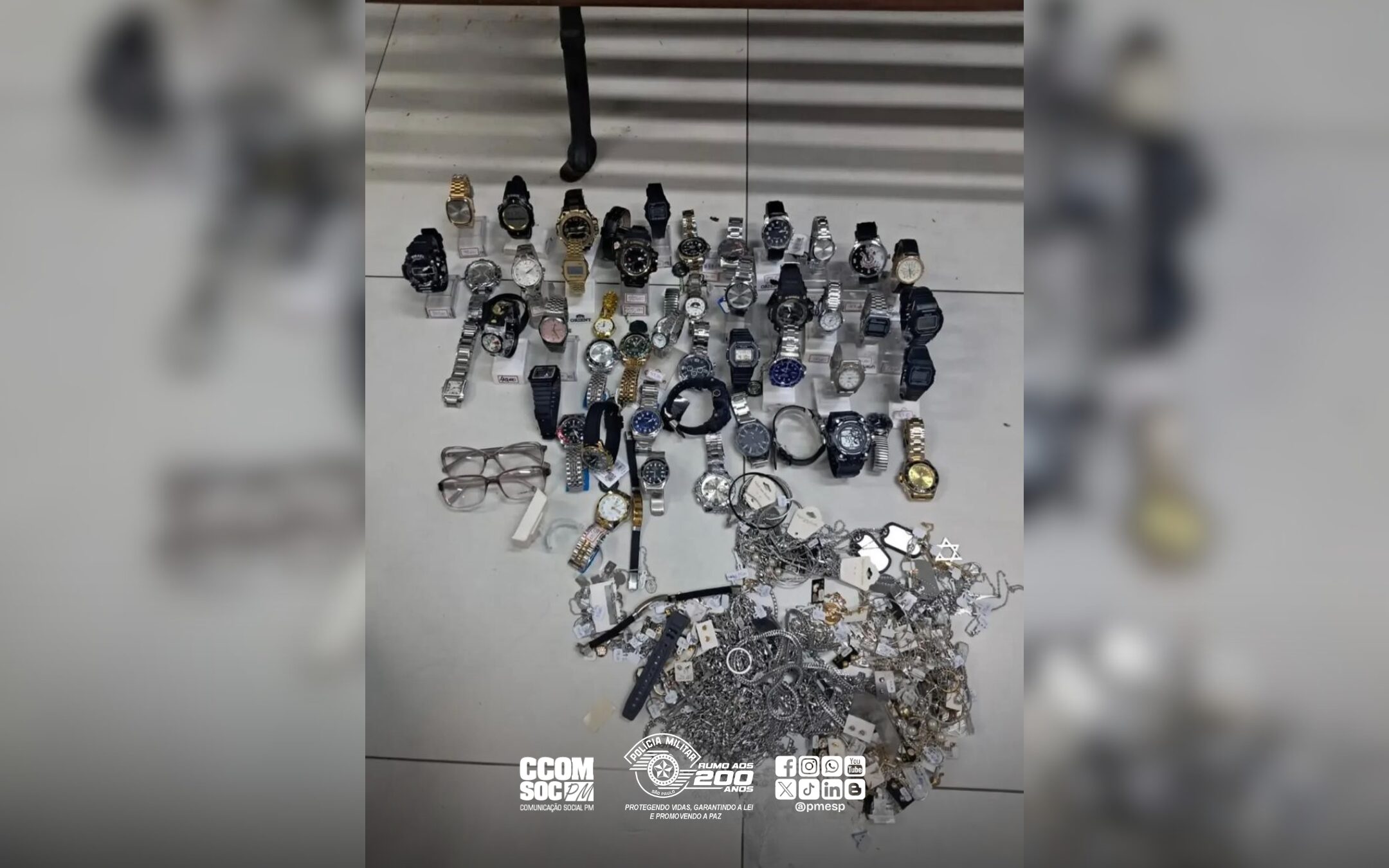Homem é preso em flagrante dentro de relojoaria e PM recupera R$ 15 mil em produtos furtados em Bauru