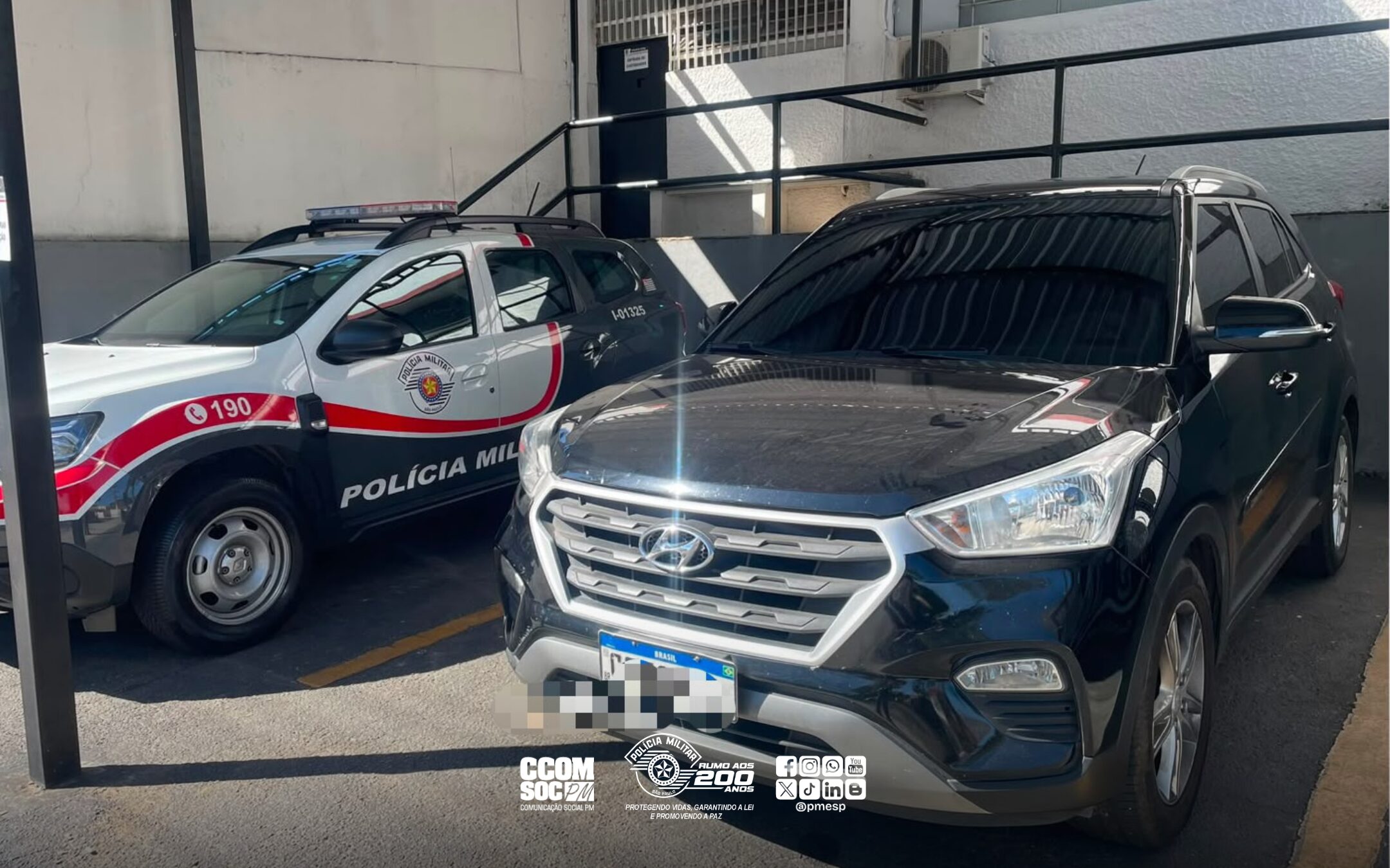 PM prende homem com carro roubado do Rio de Janeiro e placas adulteradas em São José dos Campos