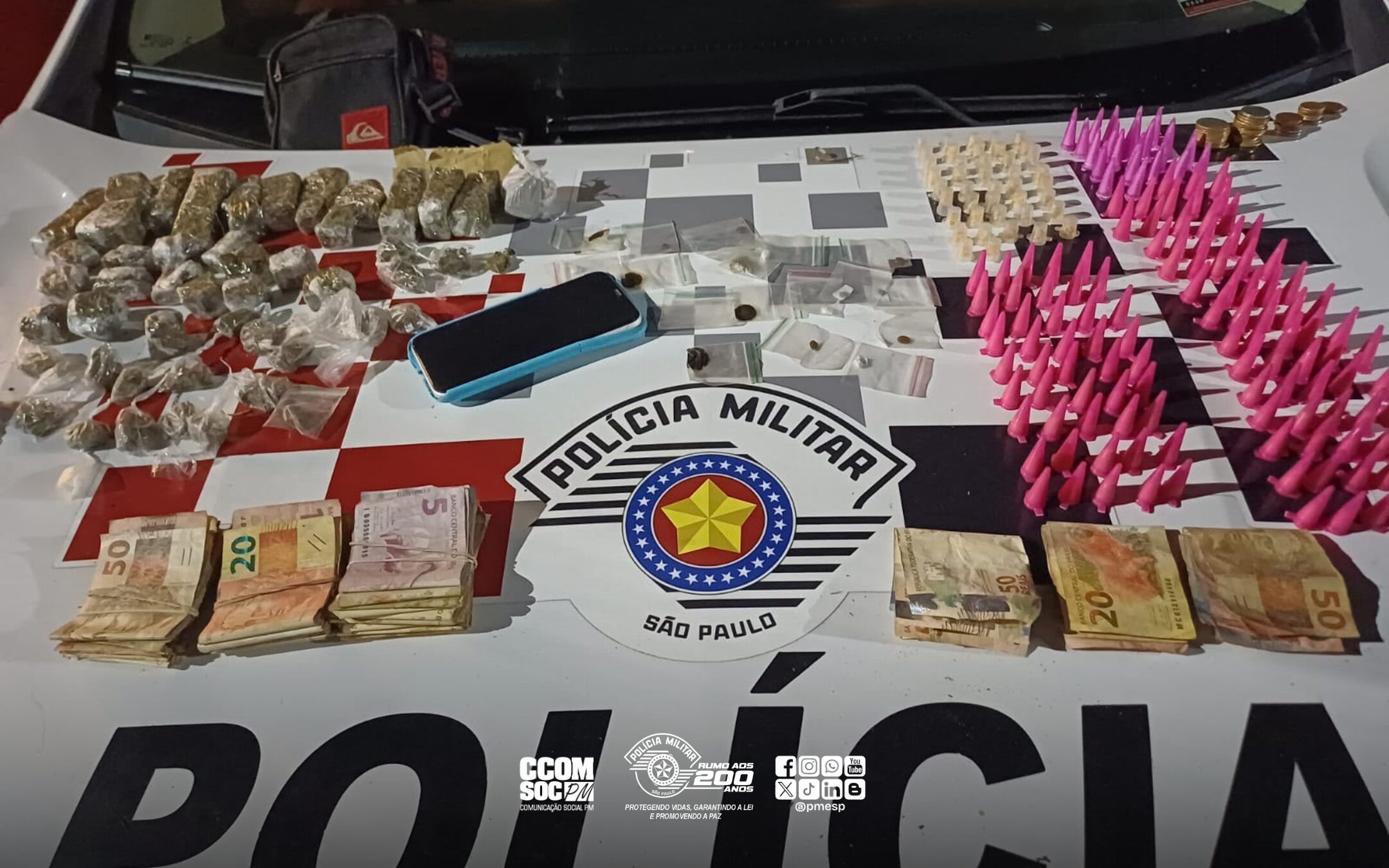 PM prende homem por tráfico de drogas e apreende adolescente em Cachoeira Paulista
