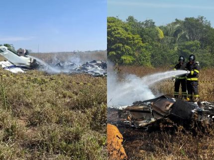 Avião de pequeno porte cai em área rural de MT e deixa três mortos