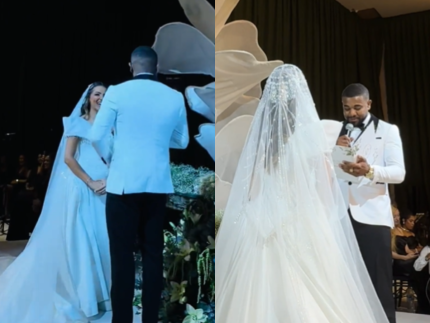 Davi Brito relembra história com Emilly durante votos de casamento: “Não foi perfeita”