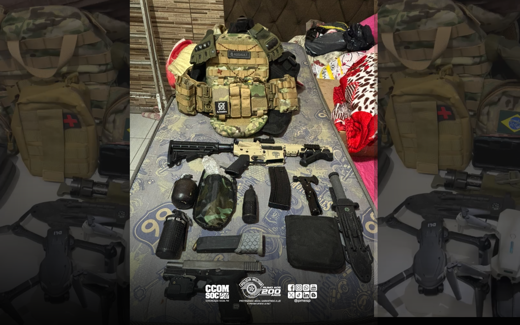 Operação Impacto prende indivíduo e apreende arsenal de armas e explosivos em Guarujá