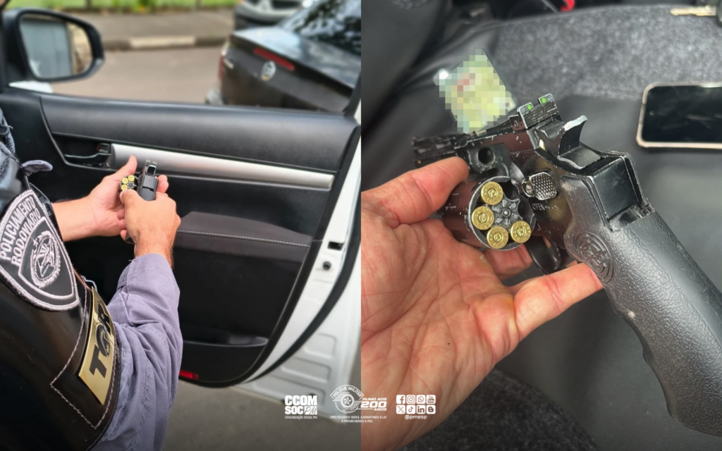 PM Rodoviária apreende arma de fogo em veículo com adolescentes