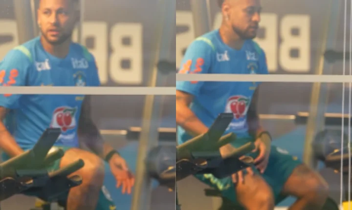 Neymar aparece em bicicleta ergométrica após desfalcar treino da Seleção Brasileira