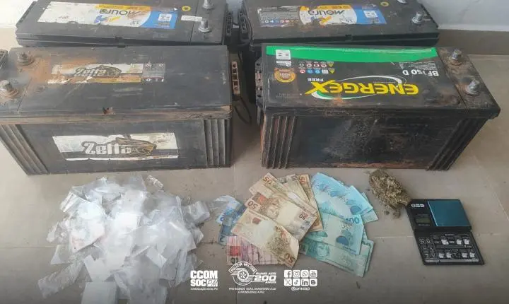 Baterias de caminhão furtadas são recuperadas e homem é preso por tráfico e receptação no interior de SP
