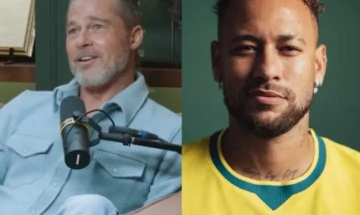 Brad Pitt diz que dará aulas de atuação para Neymar “cavar faltas”: “Precisa de ajuda”