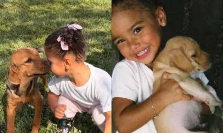 Bruna Biancardi compartilha evolução de Mavie com foto antiga ao lado do cachorro da família
