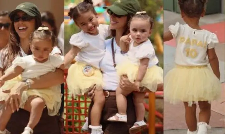 Filhas de Neymar roubam a cena na Disney “uniformizadas” antes da estreia da Seleção