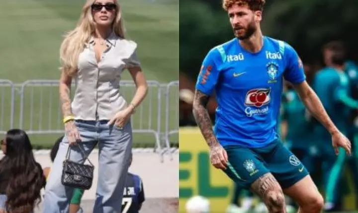Karoline Lima posa com Léo Pereira em treino da Seleção e reacende rumores de volta