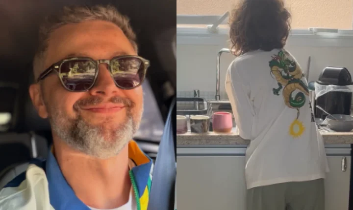Lucas Lima abre álbum de fotos e mostra registro raro do filho com Sandy