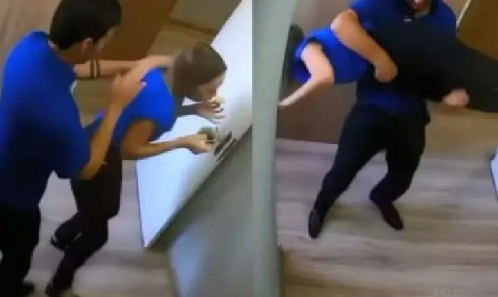 Manobra inusitada de desengasgo viraliza na web; homem virou colega de cabeça para baixo