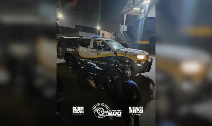 Motocicleta roubada é recuperada após perseguição na Rodovia Padre Manoel da Nóbrega