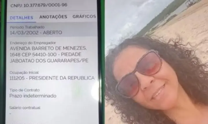 Mulher descobre registro como presidente da República ao buscar emprego em Pernambuco