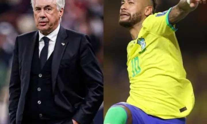 Ancelotti discute a situação de Neymar na seleção brasileira para a Copa do Mundo