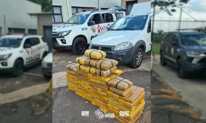 Operação conjunta resulta na apreensão de 200 kg de drogas e recuperação de veículo furtado