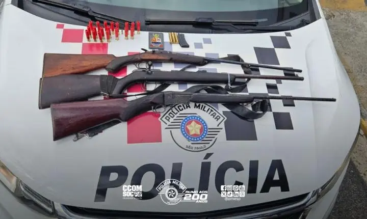 PM apreende armas e munições em residência de Vargem Grande Paulista