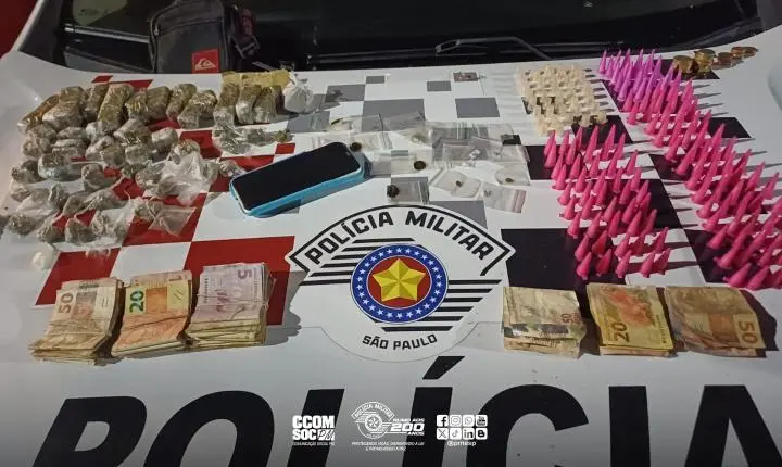 PM prende homem por tráfico de drogas e apreende adolescente em Cachoeira Paulista