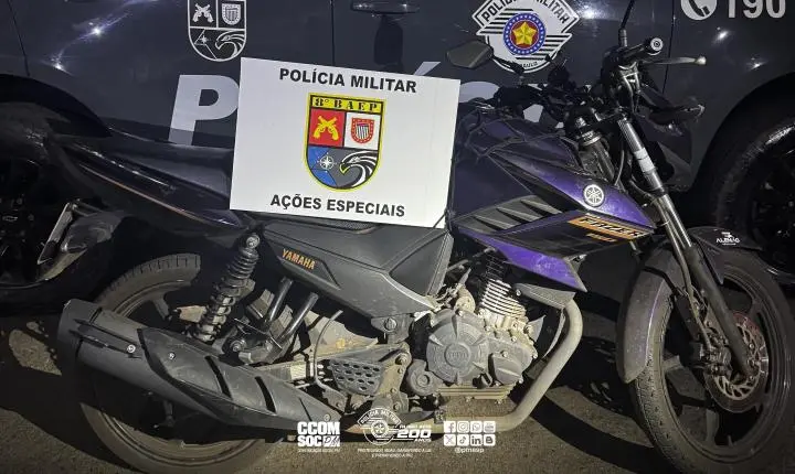 PM recupera motocicleta roubada horas após o crime e identifica autor em Presidente Prudente