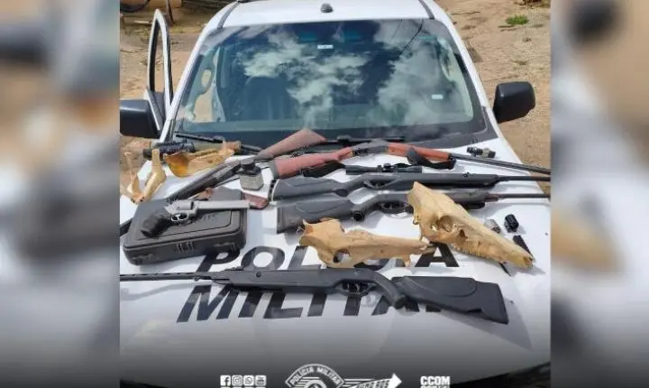 Polícia Militar Ambiental descobre arsenal, carne de caça, maus-tratos a animais e situação de risco a crianças em Aparecida