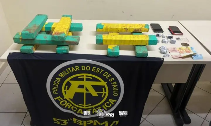 Polícia Militar prende dupla e apreende quase 13 kg de maconha em Avaré, SP