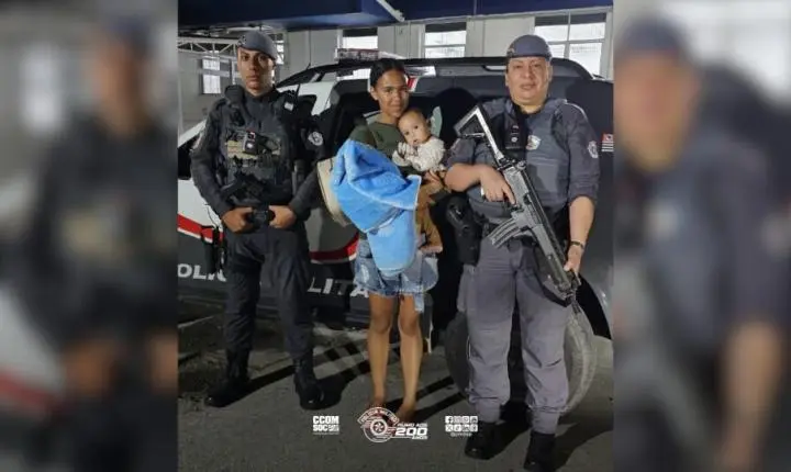 Polícia Militar resgata bebê de 7 meses de engasgo em viela no Balneário São José