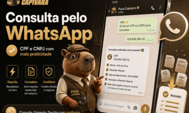 Puxa Capivara agora permite consultar CPF e CNPJ diretamente pelo WhatsApp; saiba como